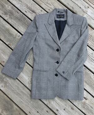 VTG Giorgio Sant'Angelo Blazer 100% Wool Houndstooth Women's 6 Petite Academia